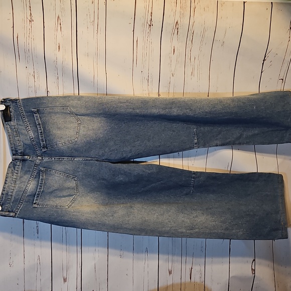 PTCLWide Leg Jeans High‎ Rise Distressed Relaxed Fit Denim Blue Size 28 - Picture 7 of 13